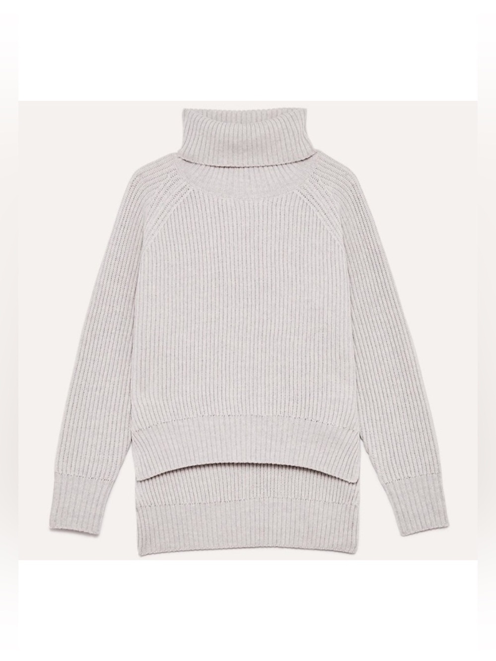 💕 Aritzia Wilfred Free Lin Turtleneck Sweater 100% Merino Wool Oatmeal S EUC